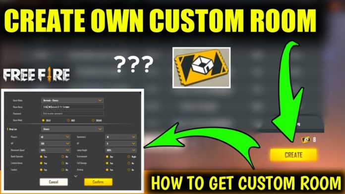 how to create a custom room in free fire
