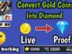 how to convert Gold coins into Diamonds in free fire, How to convert Glod into diamonds in free fire 2021