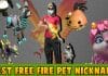 free fire pet names