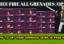 how to get Free grenade skins in free fire