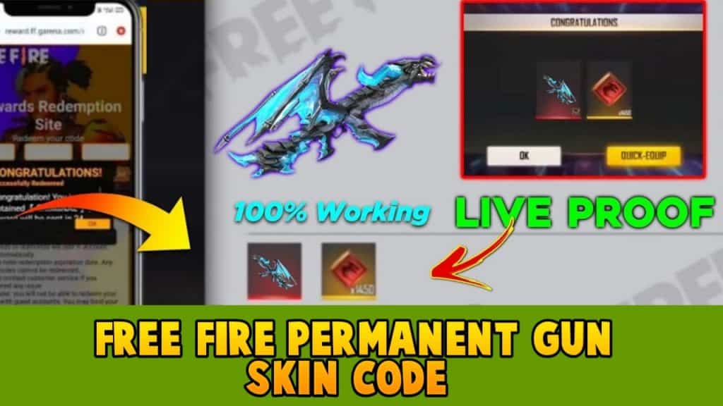 Free fire permanent gun skin code free fire gun skin redeem codes