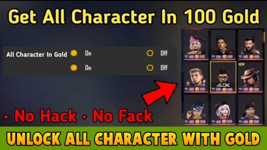 Unlock All free fire character with Gold Coins