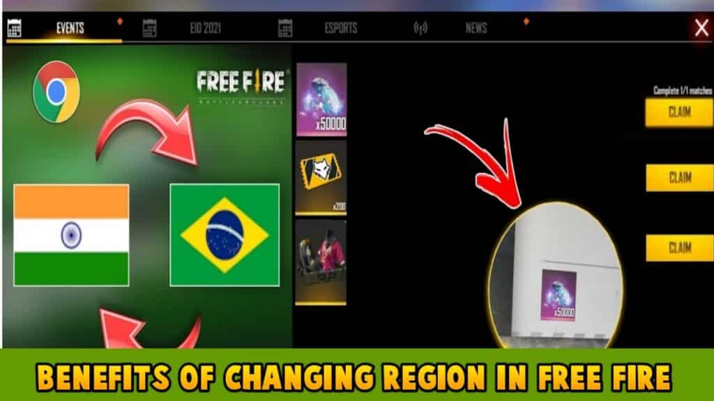 Benefits of changing region in free fire