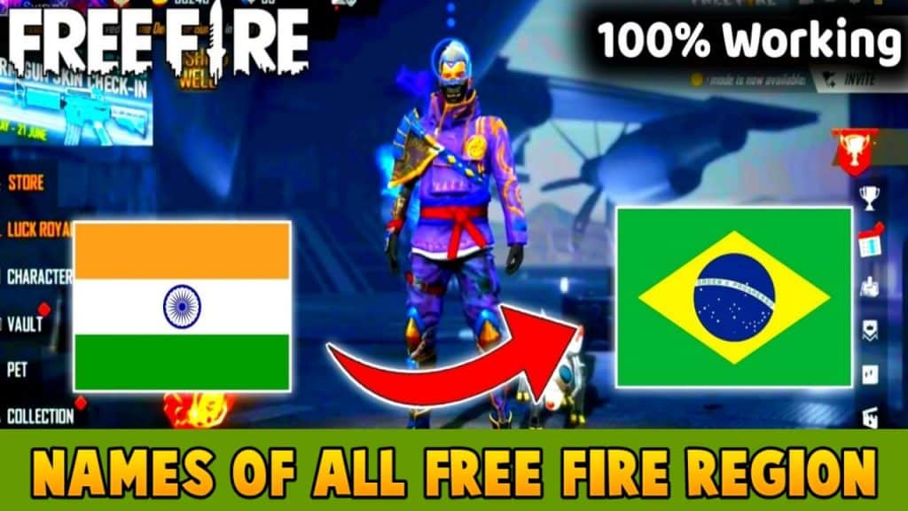 Names of all free fire region