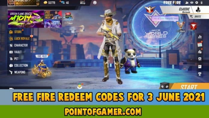 Free Fire Redeem codes For Today 3 June 2021