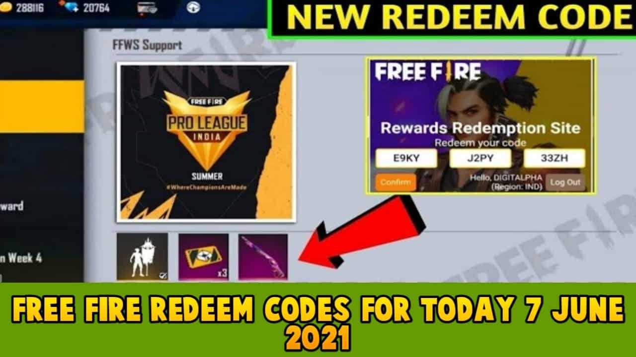 Free Fire Redeem codes For Today 7 June 2021 - POINTOFGAMER
