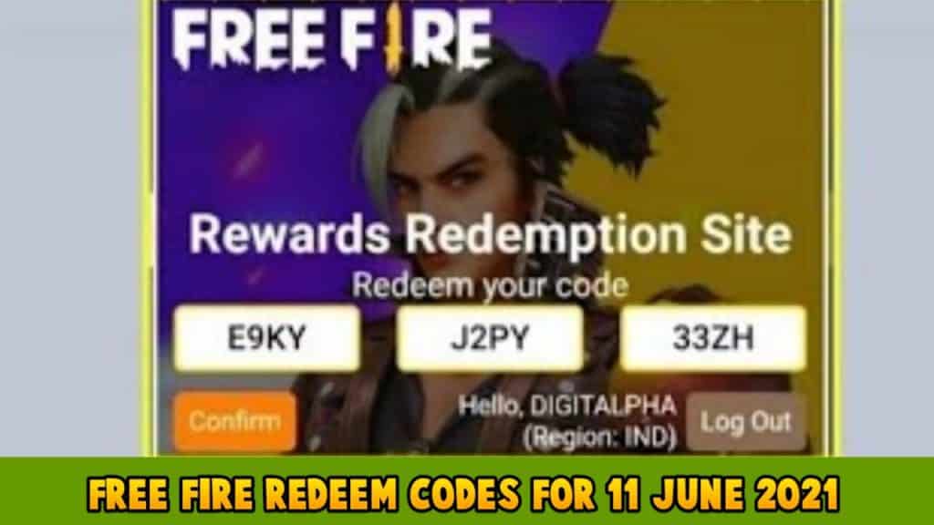 Free fire redeem codes for 11 June 2021