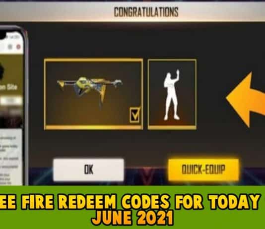 Free fire redeem codes for 10 June 2021