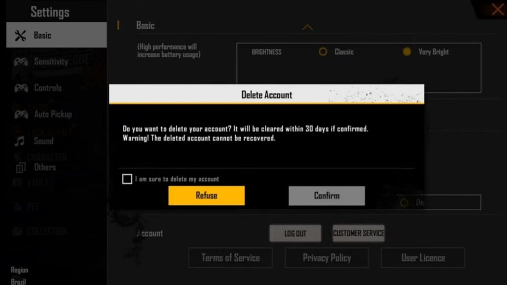 How to delete free fire account