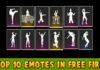Top 10 Emotes In Free Fire
