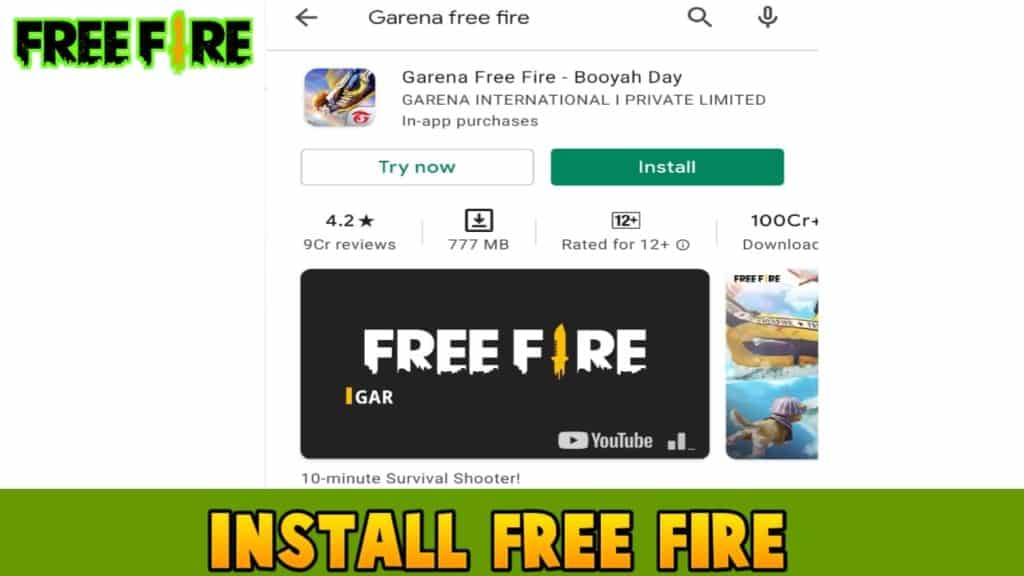 Steps to install free fire game