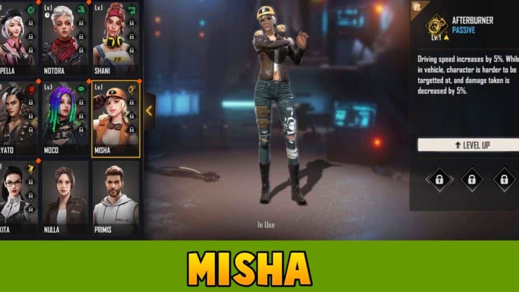 Misha free fire female characters