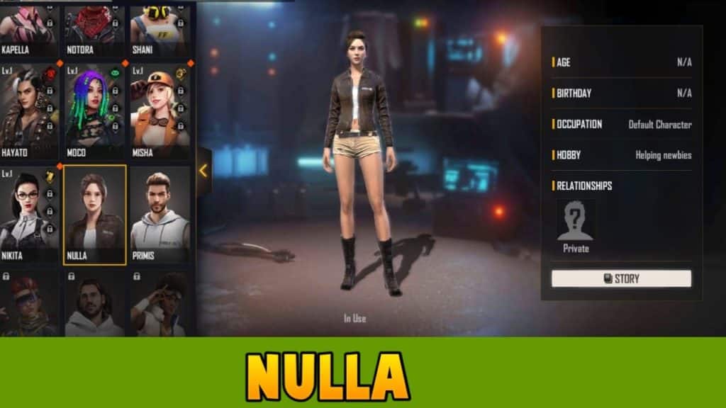 Nulla free fire female character