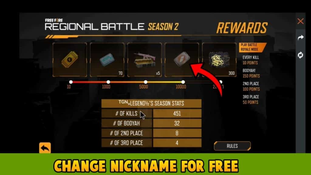 Change nickname in free fire without diamond
