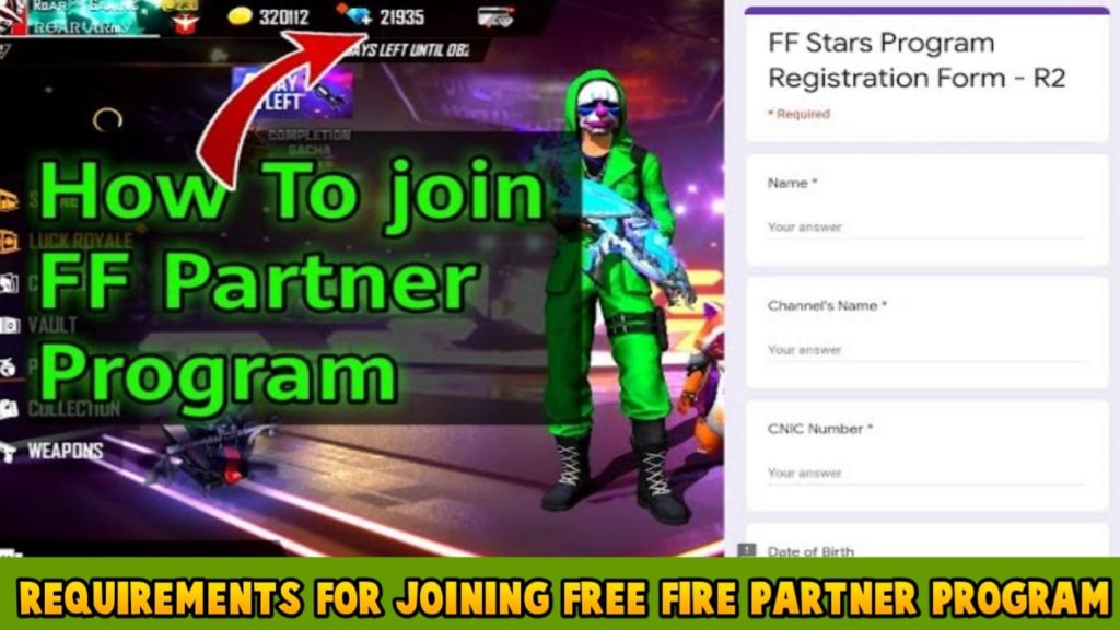 Requirements for joining the free fire partner program