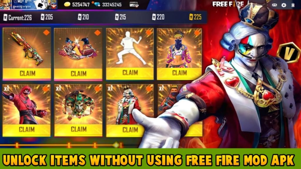 Trick to unlock all Items without using free fire mod apk