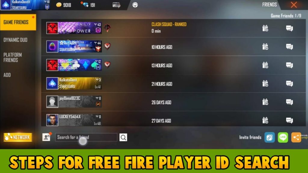 steps for free fire player id search
