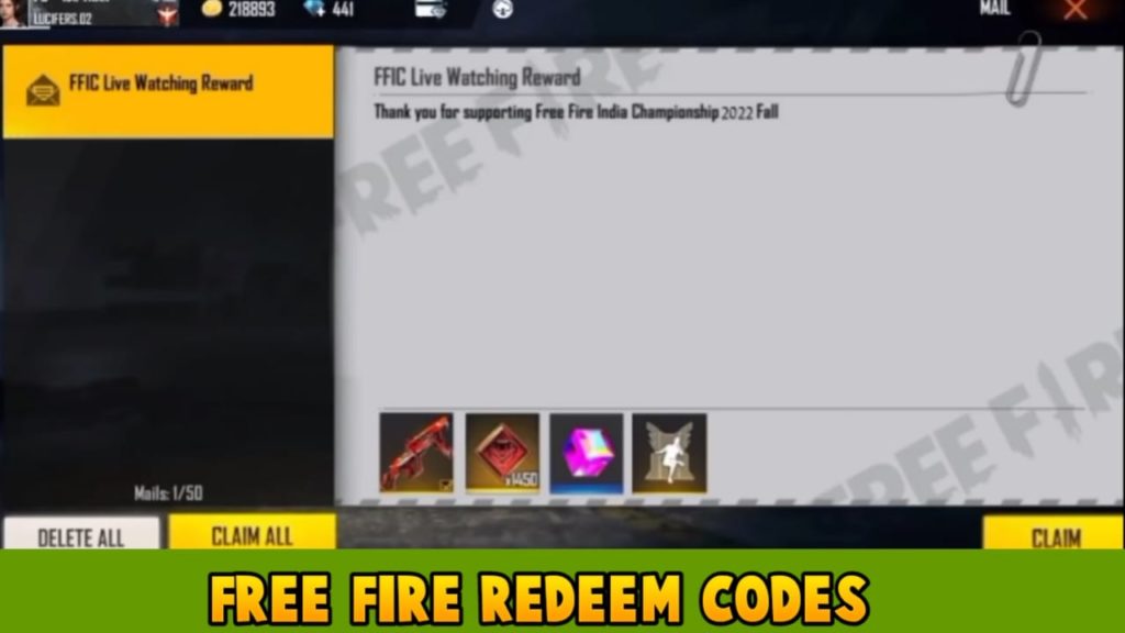 Free Fire Redeem Codes For January 2022