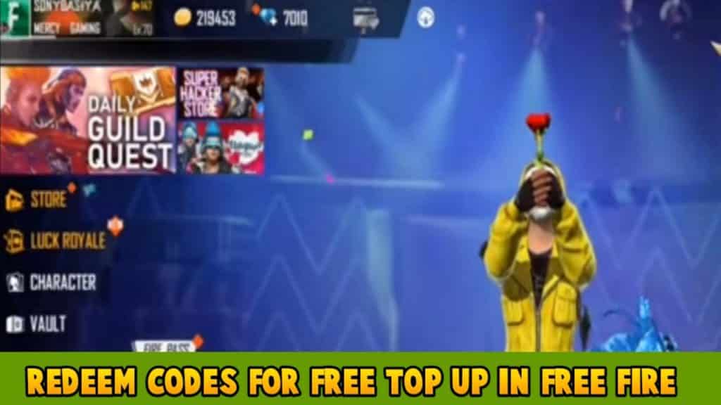 Redeem codes for free top up in free fire without money