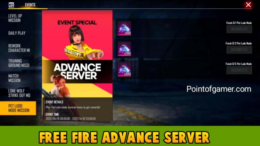 Advance 2022 server fire free Free Fire