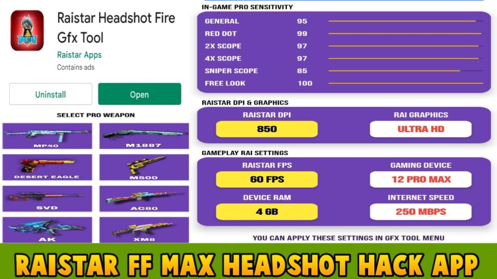 Raistar FF Max Headshot Hack App