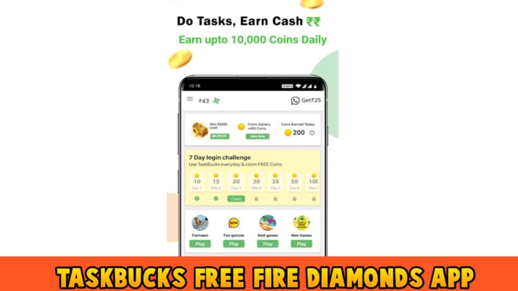 TaskBucks Free Fire Diamond Hack App