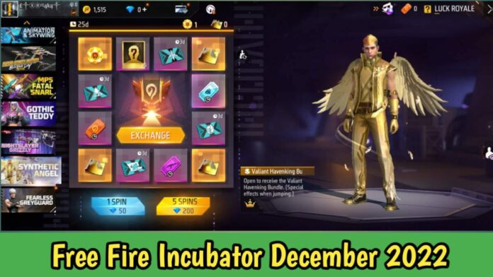 Free Fire Incubator December 2022 Synthetic Angel