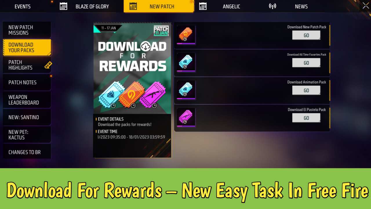 Download For Rewards – New Easy Task In Free Fire