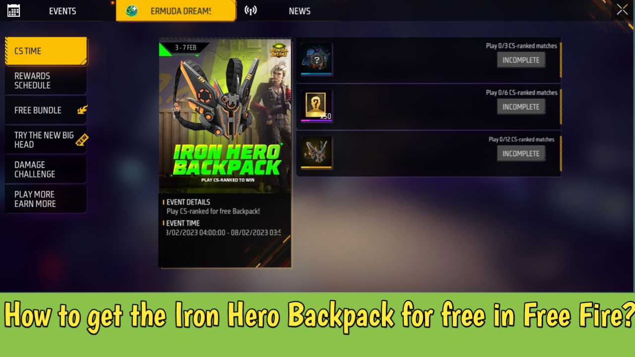 How to get the Iron Hero Backpack for free in Free Fire