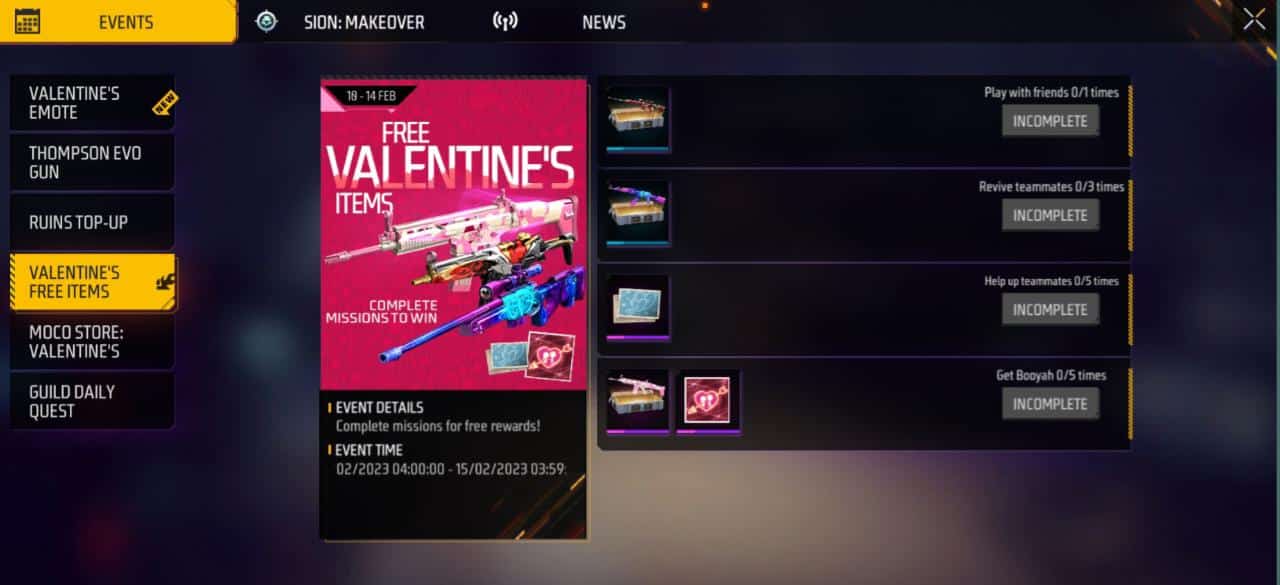 How To Get Valentine-Themed Rewards For Free In Free Fire This Week