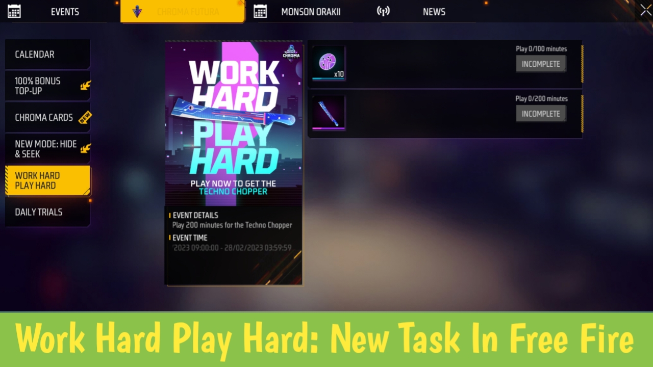 Work Hard Play Hard: New Task In Free Fire – Find Out The Rewards And Details