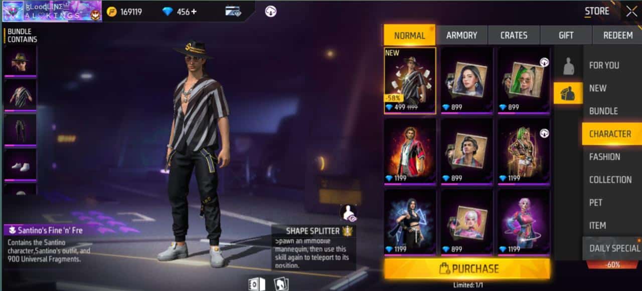 How To Get The Santino Character In Free Fire Max