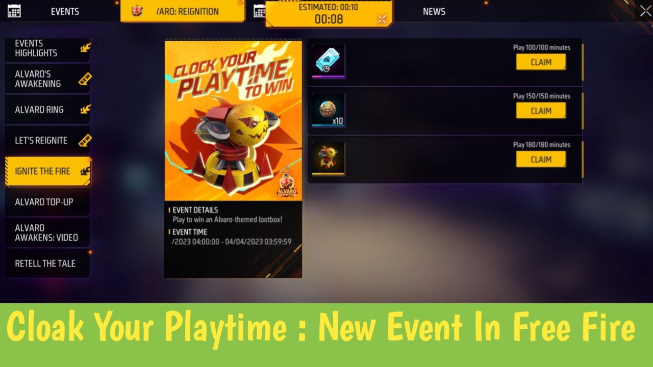 Cloak Your Playtime : New Event In Free Fire 