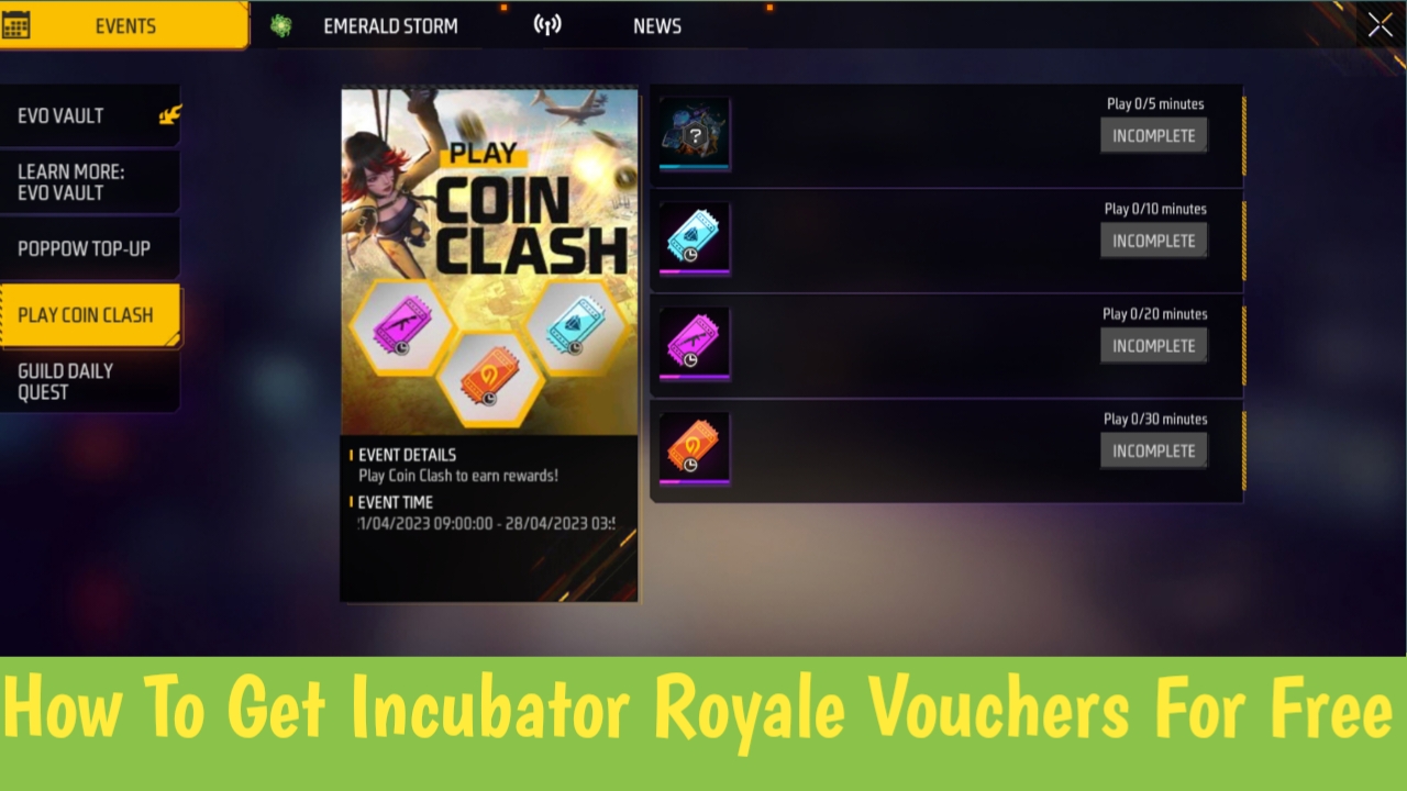How To Get Incubator Royale Vouchers For Free In Free Fire Max This Week