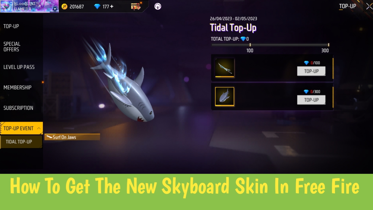 How To Get The New Skyboard Skin In Free Fire Max: Surf On Jaw