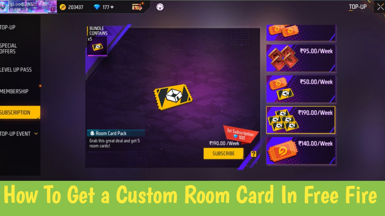 How To Get a Custom Room Card In Free Fire Max