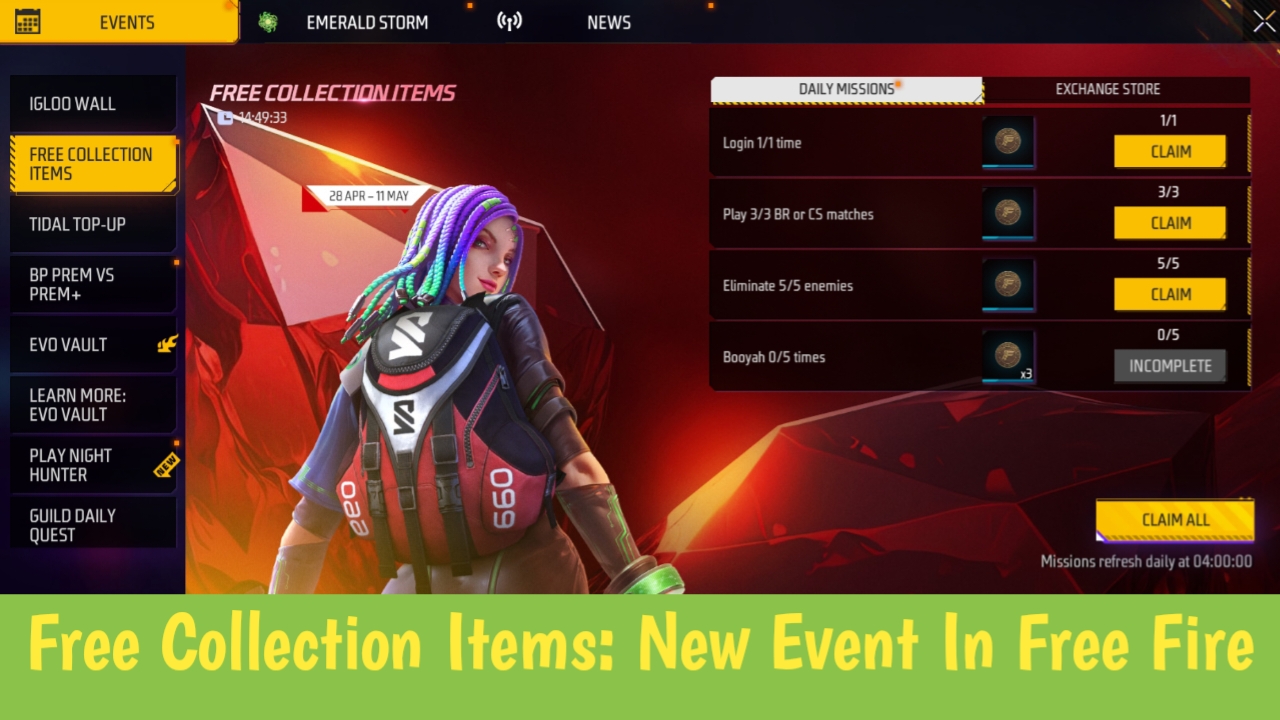 Free Collection Items: New Event In Free Fire Max