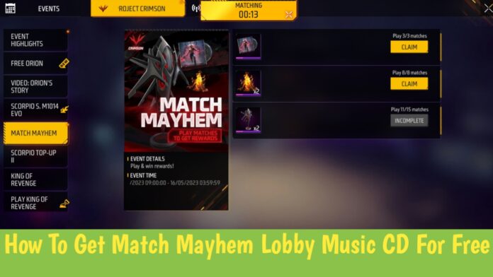 How To Get Match Mayhem Lobby Music CD For Free In Free Fire Max