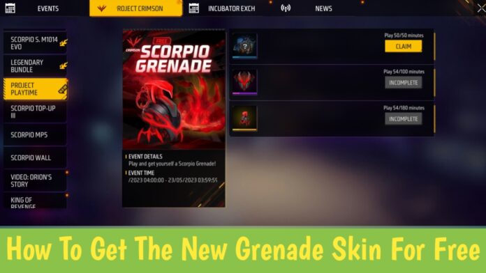 How To Get The New Grenade Skin For Free : The Scorpio Grenade