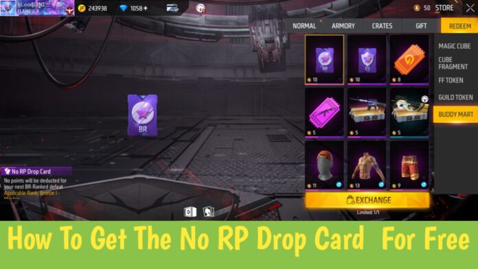 How To Get The No RP Drop Card In Free Fire For Free