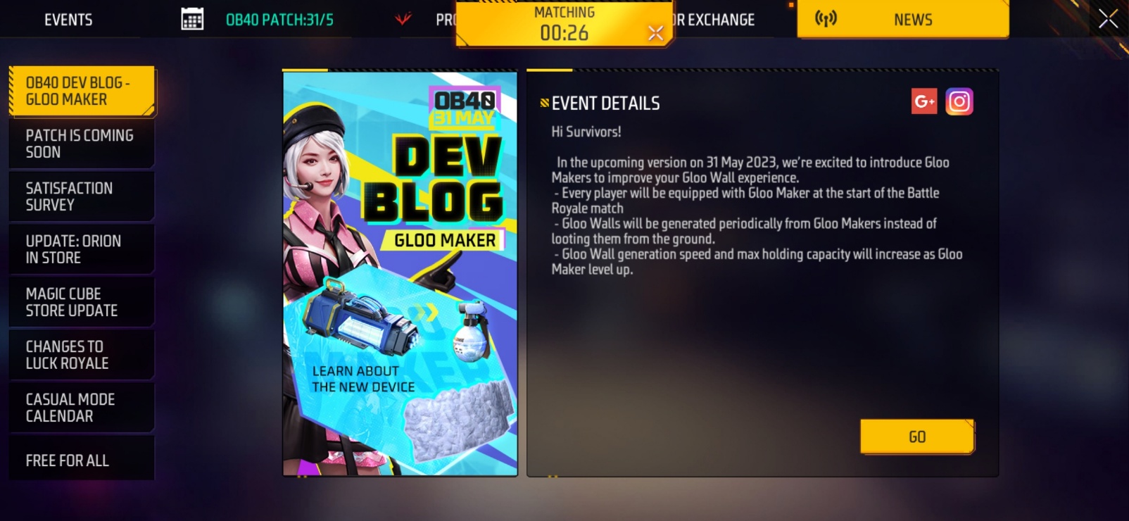 Free Fire Max OB40 Update Features And Details