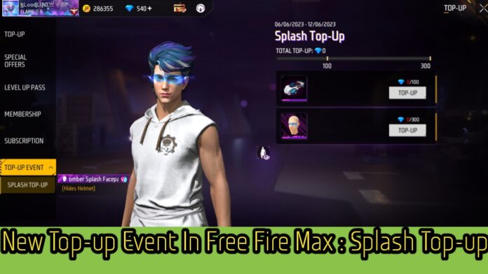 New Top-up Event In Free Fire Max : Splash Top-up
