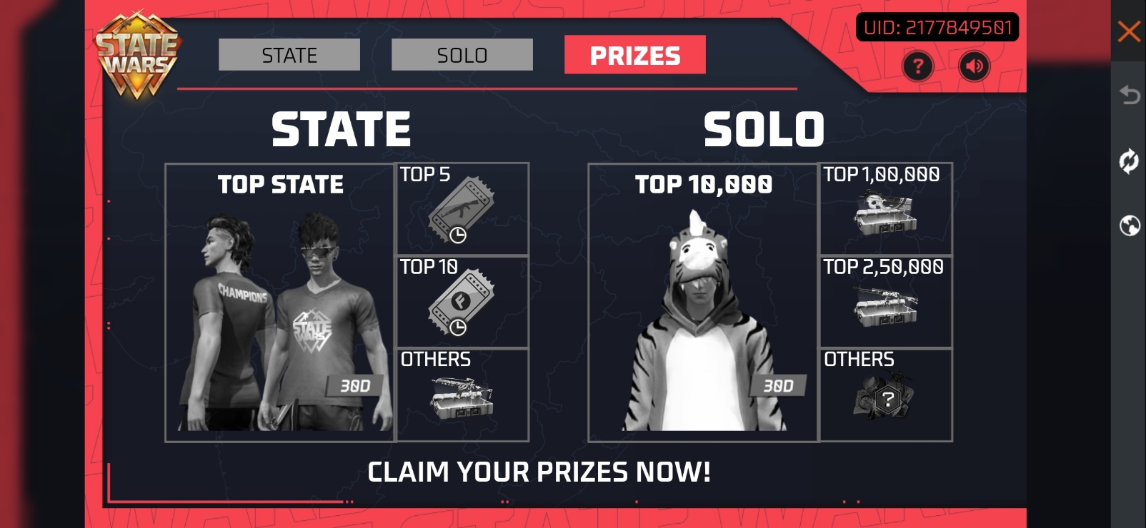 How to get state wars free rewards in free fire Max