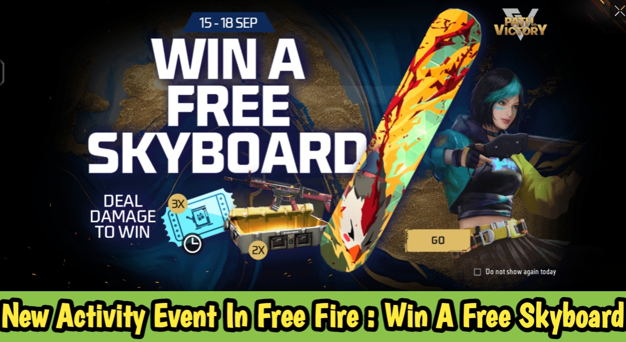 New Activity Event In Free Fire Max : Win A Free Skyboard
