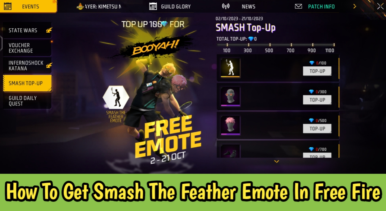 How To Get Smash The Feather Emote In Free Fire