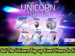 How To Get The Unicorn Top-up Event Items In Free Fire
