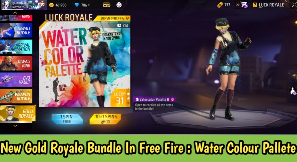 New Gold Royale Bundle In Free Fire Max: The Water Color Palette: Here’s How To Get It For Free