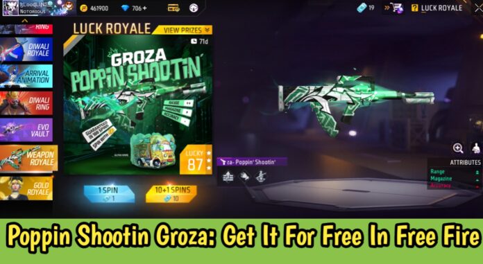 Poppin Shootin Groza: Get It For Free In Free Fire Max