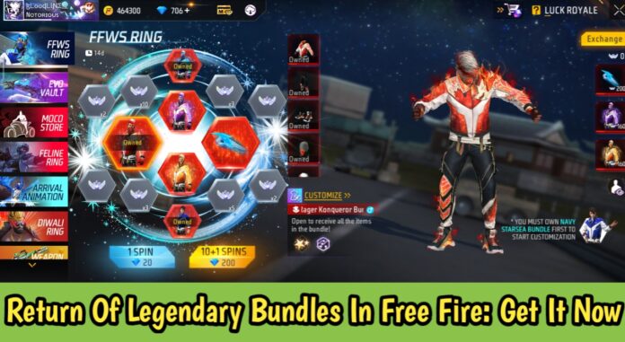 Return Of Legendary Bundles In Free Fire Max : Here’s How To Get FFWS Legendary Bundles