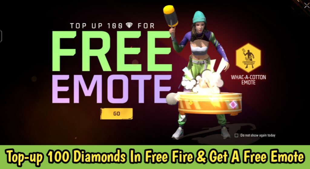 Top-up 100 Diamonds In Free Fire & Get A Premium Animated Emote For Free